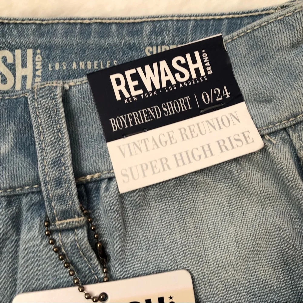 REWASH SIZE 24 SUPER HIGH RISE BOYFRIEND DENIM SHORTS VINTAGE REUNION NWT - Picture 4 of 14